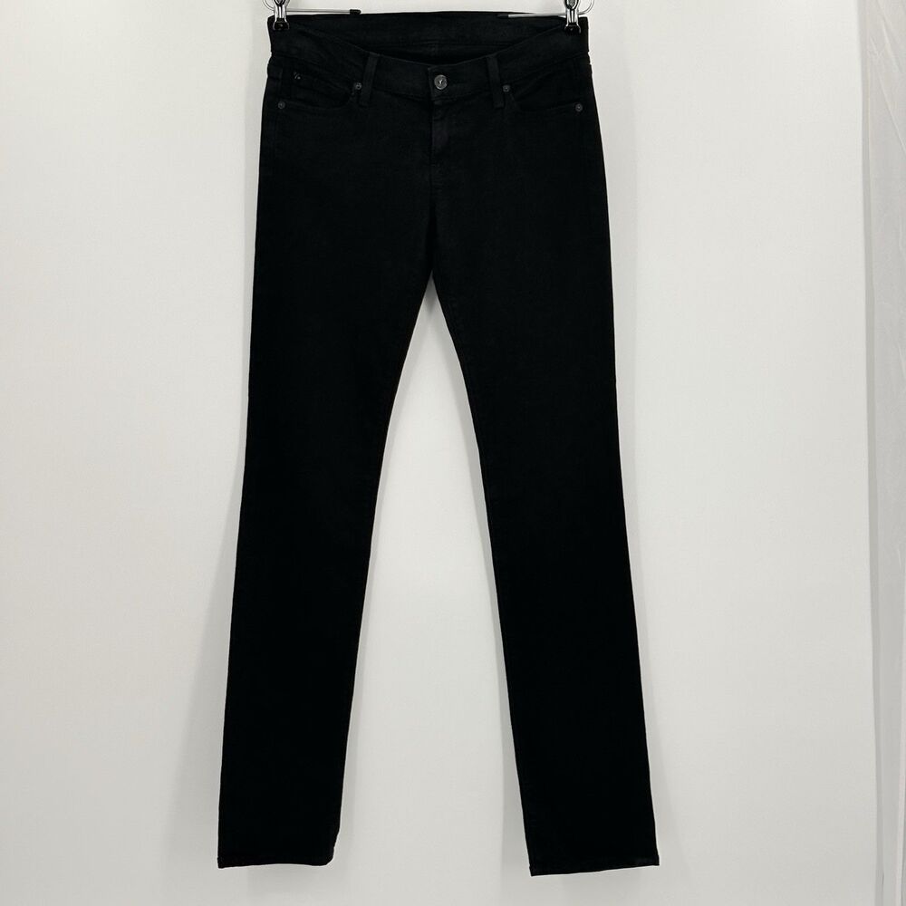 Seven For All Mankind Jeans Straight Leg Womens Size 26 Black Denim Minimalist